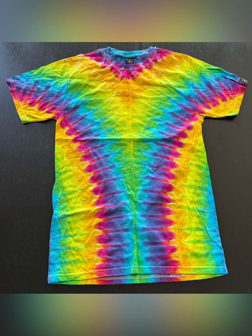 New 100% Cotton Rainbow Psychedelic Tie Dye T-Shirt Jammin On Rave Festival S